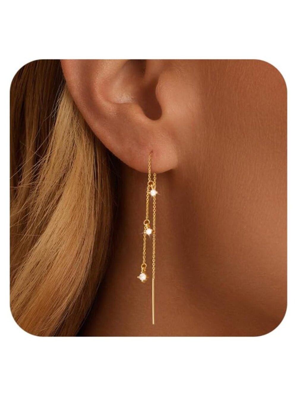 14K Gold Plated Dangle Earrings 14K Gold Plated Drop Hypoallergenic CZ Pearl